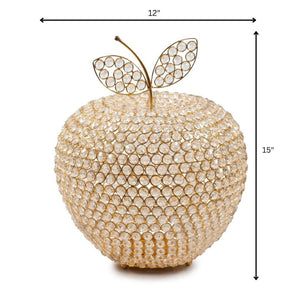 HomeRoots 15" Aluminum Decorative Apple Sculpture with Faux Crystal Accents for Glamorous Home Decor Gold 659500