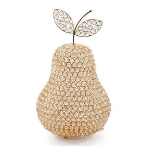 HomeRoots 18" Aluminum and Faux Crystal Decorative Pear Sculpture for Glamorous Home Decor Accents Gold 659501