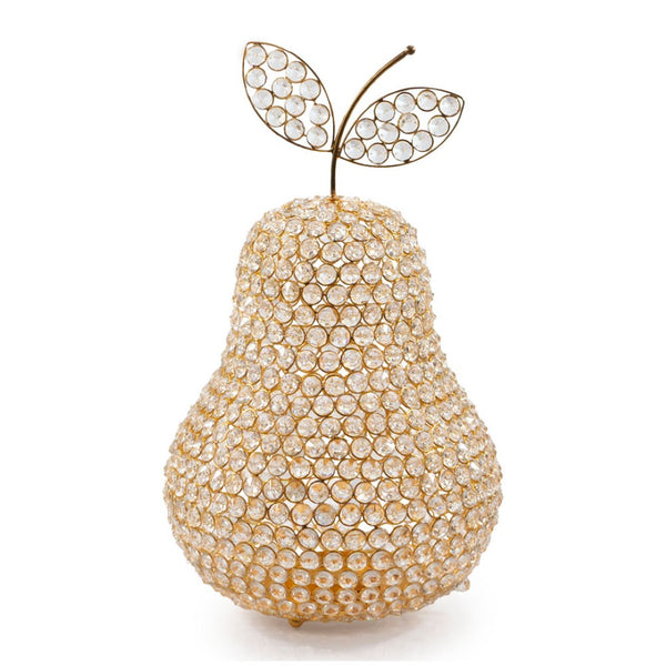 HomeRoots 18" Aluminum and Faux Crystal Decorative Pear Sculpture for Glamorous Home Decor Accents Gold 659501