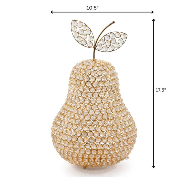 HomeRoots 18" Aluminum and Faux Crystal Decorative Pear Sculpture for Glamorous Home Decor Accents Gold 659501
