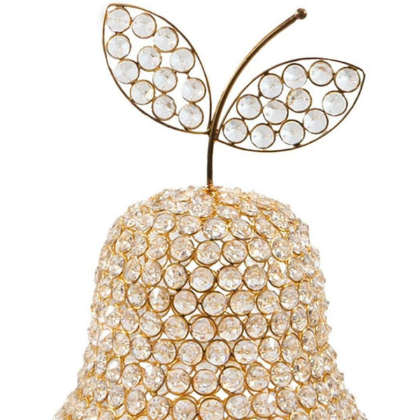 HomeRoots 18" Aluminum and Faux Crystal Decorative Pear Sculpture for Glamorous Home Decor Accents Gold 659501