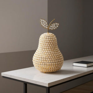 HomeRoots 18" Aluminum and Faux Crystal Decorative Pear Sculpture for Glamorous Home Decor Accents Gold 659501