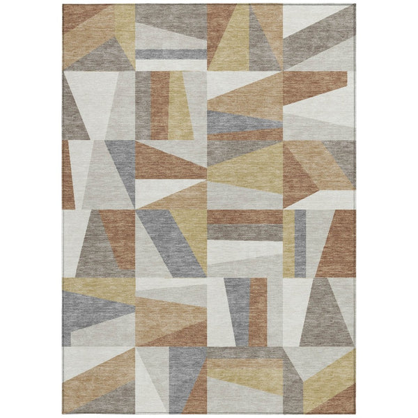 HomeRoots 8' X 10' Stylish Beige, Rust & Taupe Geometric Area Rug - Washable Indoor/Outdoor Home Essential 659511