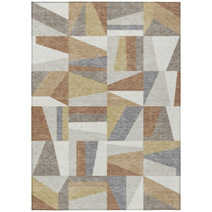 HomeRoots 8' X 10' Stylish Beige, Rust & Taupe Geometric Area Rug - Washable Indoor/Outdoor Home Essential 659511