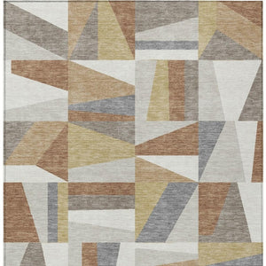 HomeRoots 8' X 10' Stylish Beige, Rust & Taupe Geometric Area Rug - Washable Indoor/Outdoor Home Essential 659511