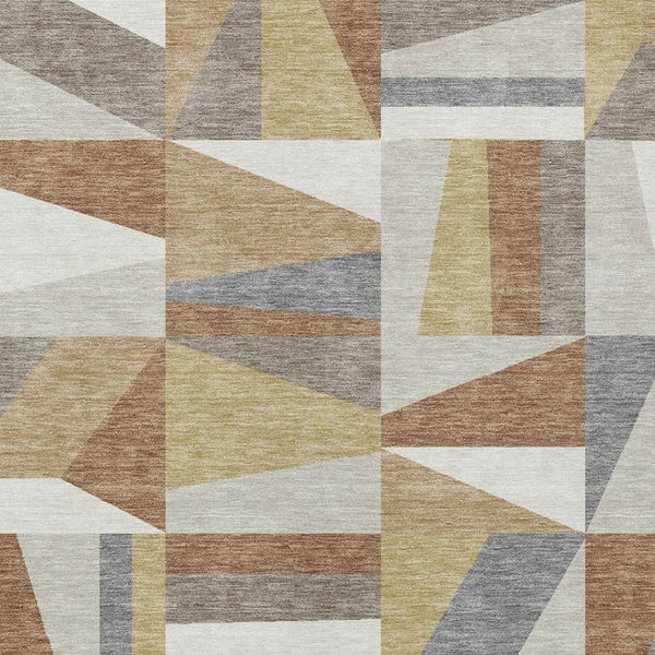 HomeRoots 10' X 14' Beige Geometric Washable Area Rug - Durable Indoor/Outdoor Style for Modern Living Spaces 659513