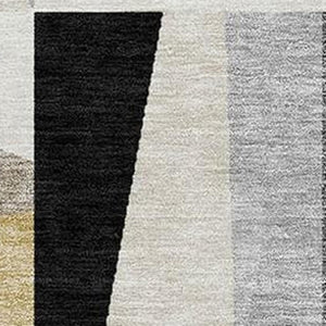 HomeRoots 9' Geometric Black, Wheat & Ivory Washable Area Rug - Durable Indoor/Outdoor Design for All Spaces 659518