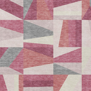 HomeRoots 5' X 8' Blush Pewter Ivory Geometric Rug - Washable, Durable, Ideal for Indoor & Outdoor Spaces 659527
