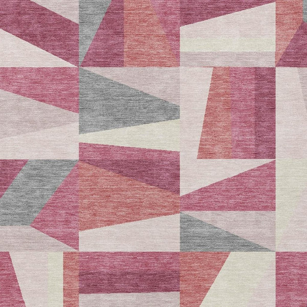 HomeRoots 5' X 8' Blush Pewter Ivory Geometric Rug - Washable, Durable, Ideal for Indoor & Outdoor Spaces 659527