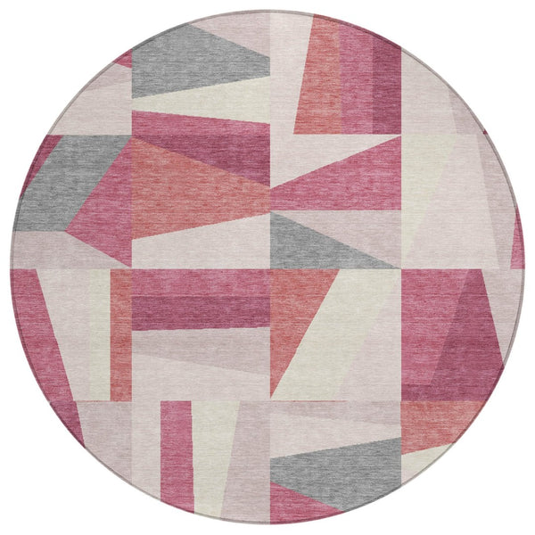 HomeRoots 8' Blush Geometric Area Rug for Indoor/Outdoor Use – Durable, Washable, Stylish & Easy Care! 659528