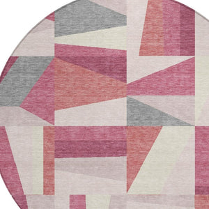 HomeRoots 8' Blush Geometric Area Rug for Indoor/Outdoor Use – Durable, Washable, Stylish & Easy Care! 659528