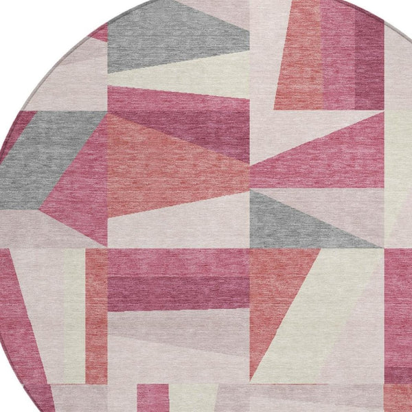 HomeRoots 8' Blush Geometric Area Rug for Indoor/Outdoor Use – Durable, Washable, Stylish & Easy Care! 659528