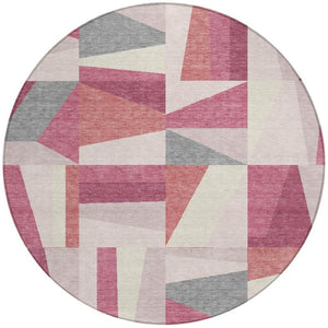 HomeRoots 8' Blush Geometric Area Rug for Indoor/Outdoor Use – Durable, Washable, Stylish & Easy Care! 659528