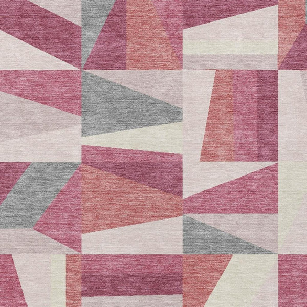 HomeRoots 9' X 12' Stylish Geometric Blush Pewter Ivory Area Rug - Washable, Durable for Indoor & Outdoor Spaces 659530