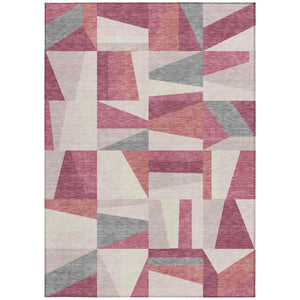 HomeRoots 10' X 14' Blush, Pewter & Ivory Geometric Washable Area Rug - Perfect for Indoor & Outdoor Spaces! 659531