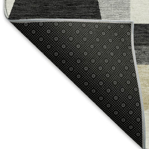 HomeRoots 8' Round Geometric Washable Area Rug in Gray, Brown & White - Stylish, Durable for Indoor/Outdoor Use 659534
