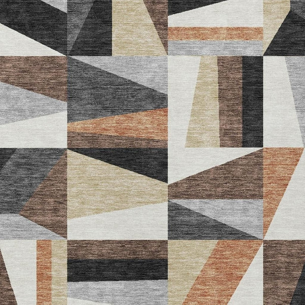 HomeRoots 10' Geometric Washable Area Rug in Gray, Brown & White – Perfect for Indoor & Outdoor Spaces! 659537