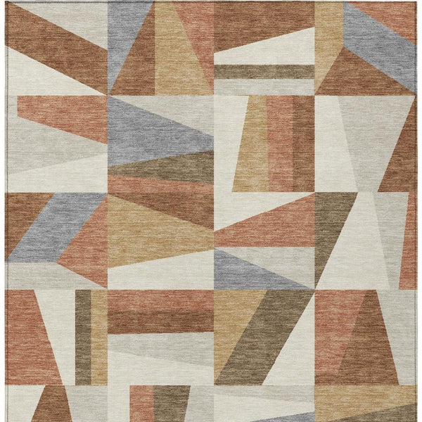 HomeRoots 5' X 8' Chili Red Geometric Washable Area Rug - Indoor/Outdoor Durable Accent for High-Traffic Spaces 659539