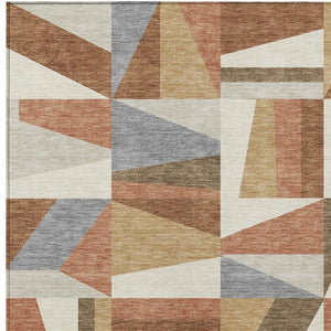 HomeRoots 5' X 8' Chili Red Geometric Washable Area Rug - Indoor/Outdoor Durable Accent for High-Traffic Spaces 659539