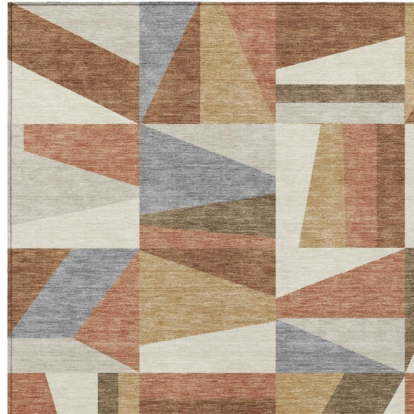 HomeRoots 5' X 8' Chili Red Geometric Washable Area Rug - Indoor/Outdoor Durable Accent for High-Traffic Spaces 659539