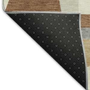 HomeRoots 8' Chili Red Beige and Gray Geometric Area Rug - Stylish, Washable, Indoor/Outdoor Durable Design 659540