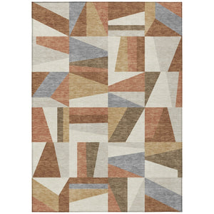 HomeRoots 8' X 10' Stylish Chili Red, Beige & Gray Geometric Area Rug - Washable, Durable for Indoor & Outdoor Use 659541