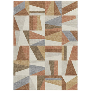 HomeRoots 8' X 10' Stylish Chili Red, Beige & Gray Geometric Area Rug - Washable, Durable for Indoor & Outdoor Use 659541