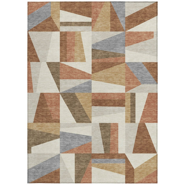 HomeRoots 8' X 10' Stylish Chili Red, Beige & Gray Geometric Area Rug - Washable, Durable for Indoor & Outdoor Use 659541