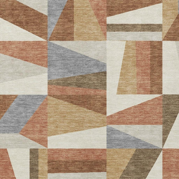 HomeRoots 10' Chili Red, Beige & Gray Geometric Washable Area Rug for Indoor & Outdoor Use – Durable & Stylish! 659543