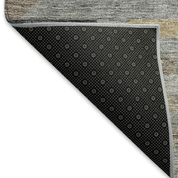 HomeRoots 5' Modern Geometric Washable Area Rug in Black, White & Wheat - Indoor/Outdoor Durability & Style 659551