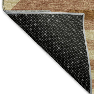 HomeRoots 5' Copper, Wheat & Beige Geometric Indoor-Outdoor Area Rug – Durable, Washable & Stylish Design! 659557