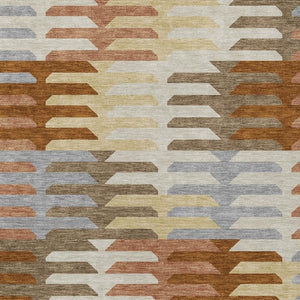 HomeRoots 9' X 12' Copper Geometric Area Rug - Stylish, Washable, Durable Indoor/Outdoor Decor for Homes 659560