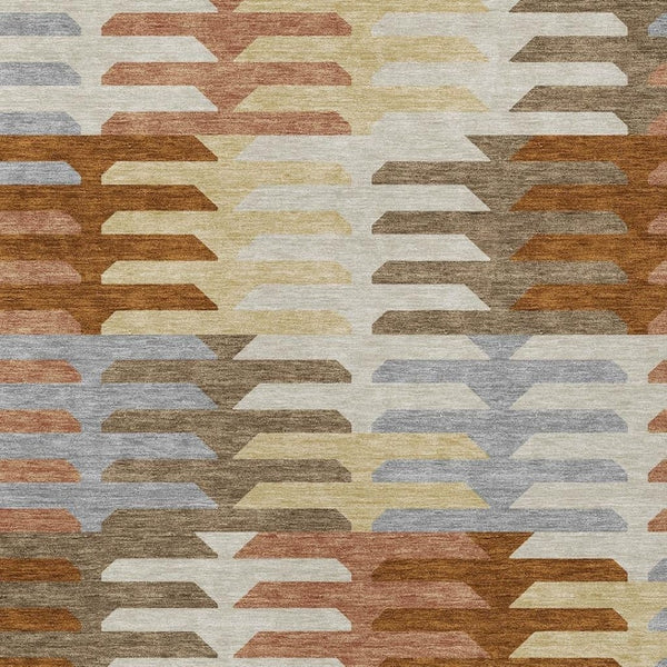 HomeRoots 9' X 12' Copper Geometric Area Rug - Stylish, Washable, Durable Indoor/Outdoor Decor for Homes 659560