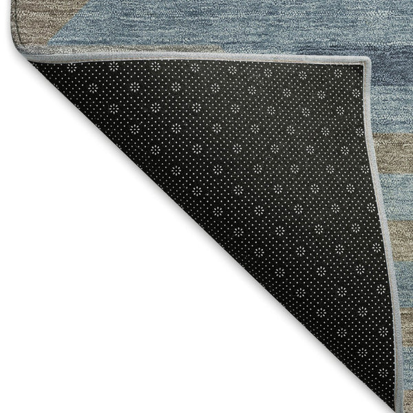 HomeRoots 5' Geometric Denim Blue, Beige & Ivory Area Rug – Washable, Durable for Indoor & Outdoor Use! 659563