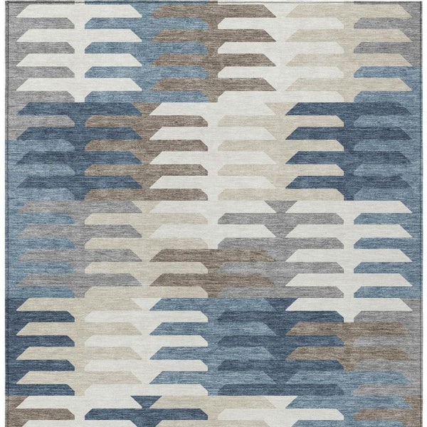 HomeRoots 9' X 12' Stylish Denim Blue Area Rug - Geometric Design, Washable for Indoor/Outdoor Use, Durable & Elegant 659566