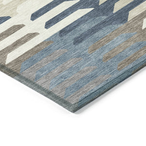 HomeRoots 9' X 12' Stylish Denim Blue Area Rug - Geometric Design, Washable for Indoor/Outdoor Use, Durable & Elegant 659566