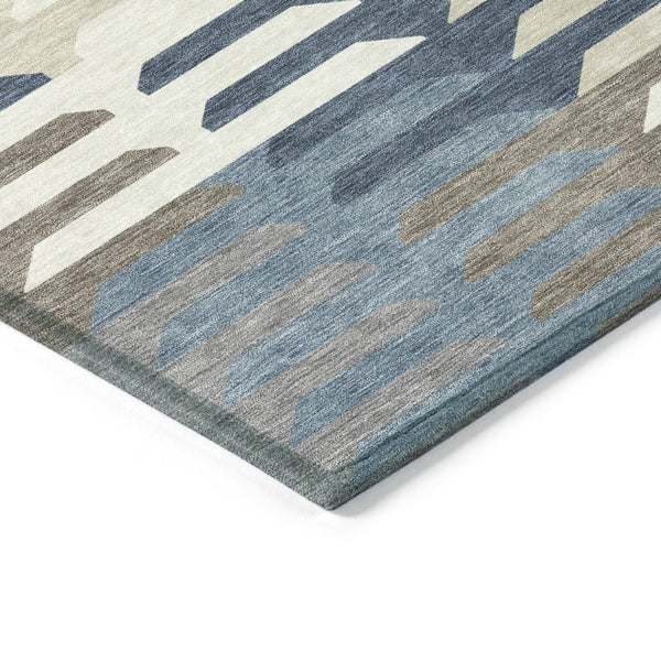 HomeRoots 9' X 12' Stylish Denim Blue Area Rug - Geometric Design, Washable for Indoor/Outdoor Use, Durable & Elegant 659566