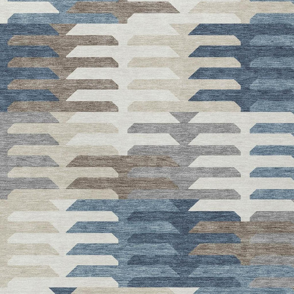 HomeRoots 9' X 12' Stylish Denim Blue Area Rug - Geometric Design, Washable for Indoor/Outdoor Use, Durable & Elegant 659566