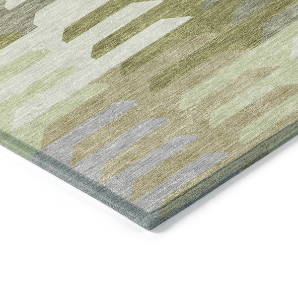 HomeRoots 8' X 10' Fern Green Gray Ivory Geometric Area Rug - Stylish, Washable, Indoor/Outdoor Durability! 659571