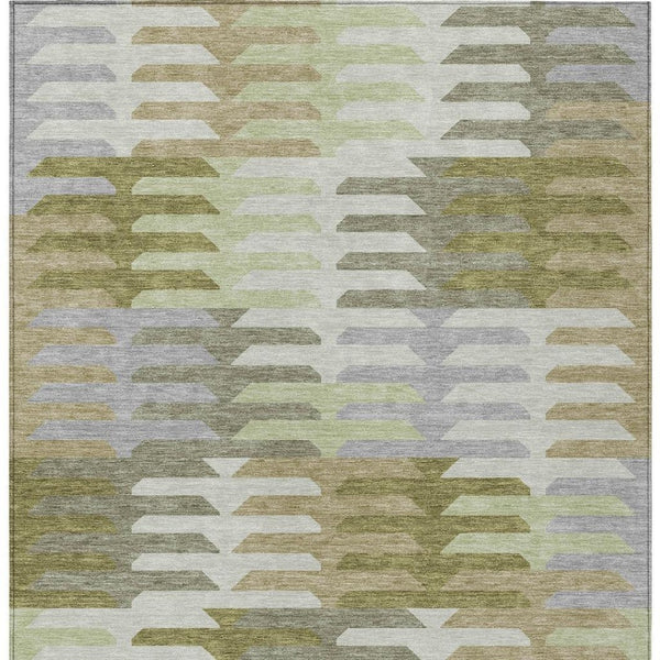 HomeRoots 9' X 12' Stylish Fern Green Geometric Area Rug – Durable, Washable for Indoor/Outdoor Spaces! 659572