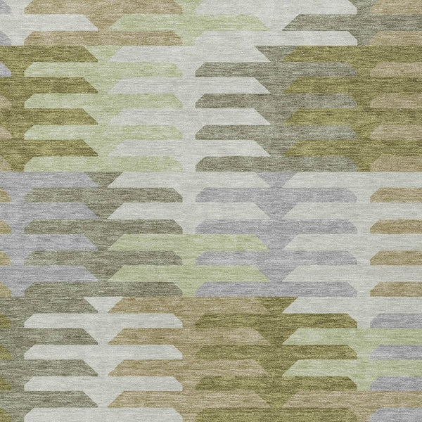 HomeRoots 9' X 12' Stylish Fern Green Geometric Area Rug – Durable, Washable for Indoor/Outdoor Spaces! 659572