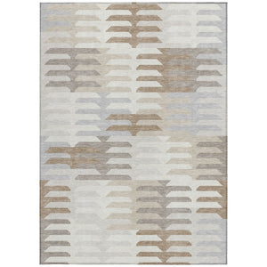 HomeRoots 9' Stylish Geometric Area Rug in Ivory, Gray & Brown – Washable, Durable for Indoor & Outdoor Use! 659578