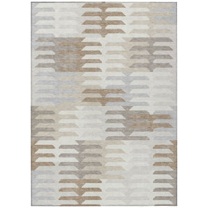 HomeRoots 9' Stylish Geometric Area Rug in Ivory, Gray & Brown – Washable, Durable for Indoor & Outdoor Use! 659578