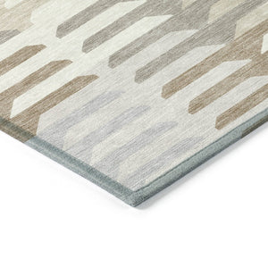 HomeRoots 9' Stylish Geometric Area Rug in Ivory, Gray & Brown – Washable, Durable for Indoor & Outdoor Use! 659578