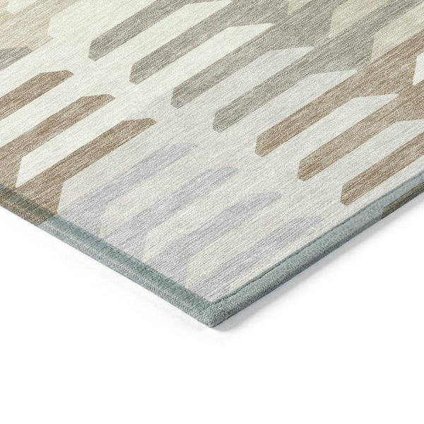 HomeRoots 9' Stylish Geometric Area Rug in Ivory, Gray & Brown – Washable, Durable for Indoor & Outdoor Use! 659578