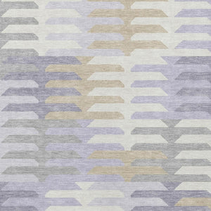 HomeRoots 5' Stylish Lavender Silver & Gray Geometric Area Rug – Washable Indoor/Outdoor Design for Any Space 659581