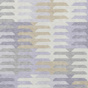 HomeRoots 8' X 10' Stylish Lavender and Gray Geometric Area Rug – Washable, Durable for Indoor/Outdoor Spaces 659583