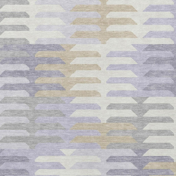 HomeRoots 8' X 10' Stylish Lavender and Gray Geometric Area Rug – Washable, Durable for Indoor/Outdoor Spaces 659583