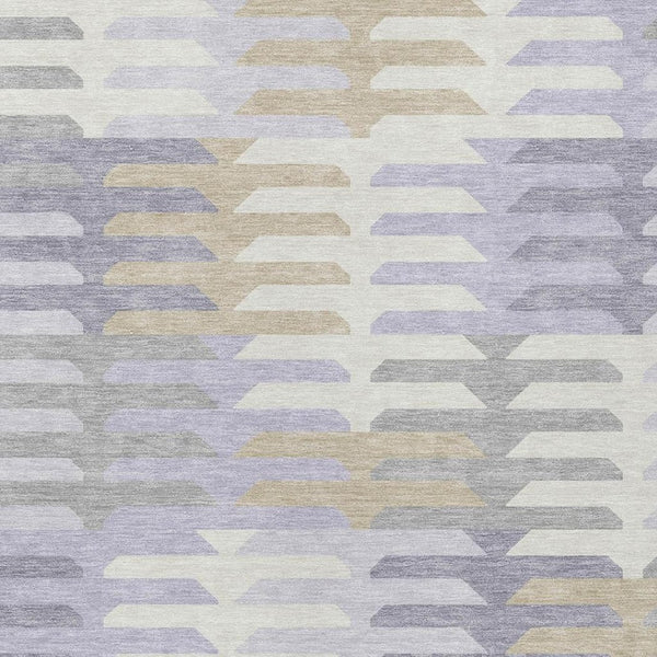 HomeRoots 9' Modern Geometric Lavender, Silver & Gray Washable Area Rug for Indoor & Outdoor Spaces 659584