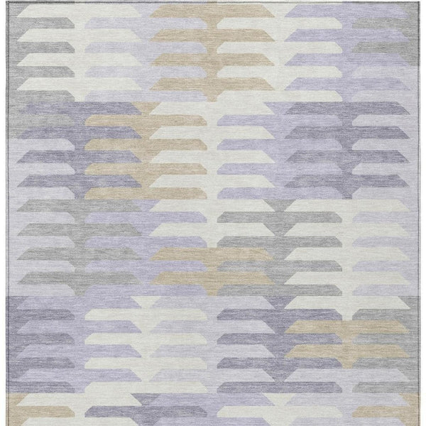HomeRoots 10' Modern Lavender, Silver & Gray Geometric Washable Area Rug for Indoor/Outdoor Spaces - Durable & Stylish 659585